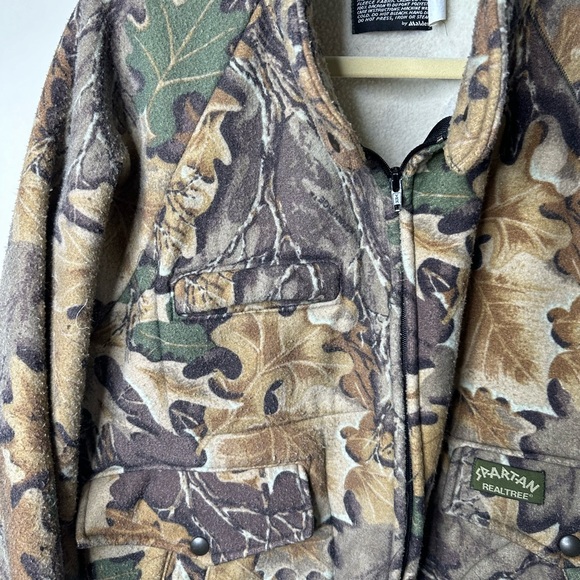 Vintage 90s Polar Fleece Full Zip Camo Hunting Spartan Realtree Jacket Men's XL - Picture 3 of 7